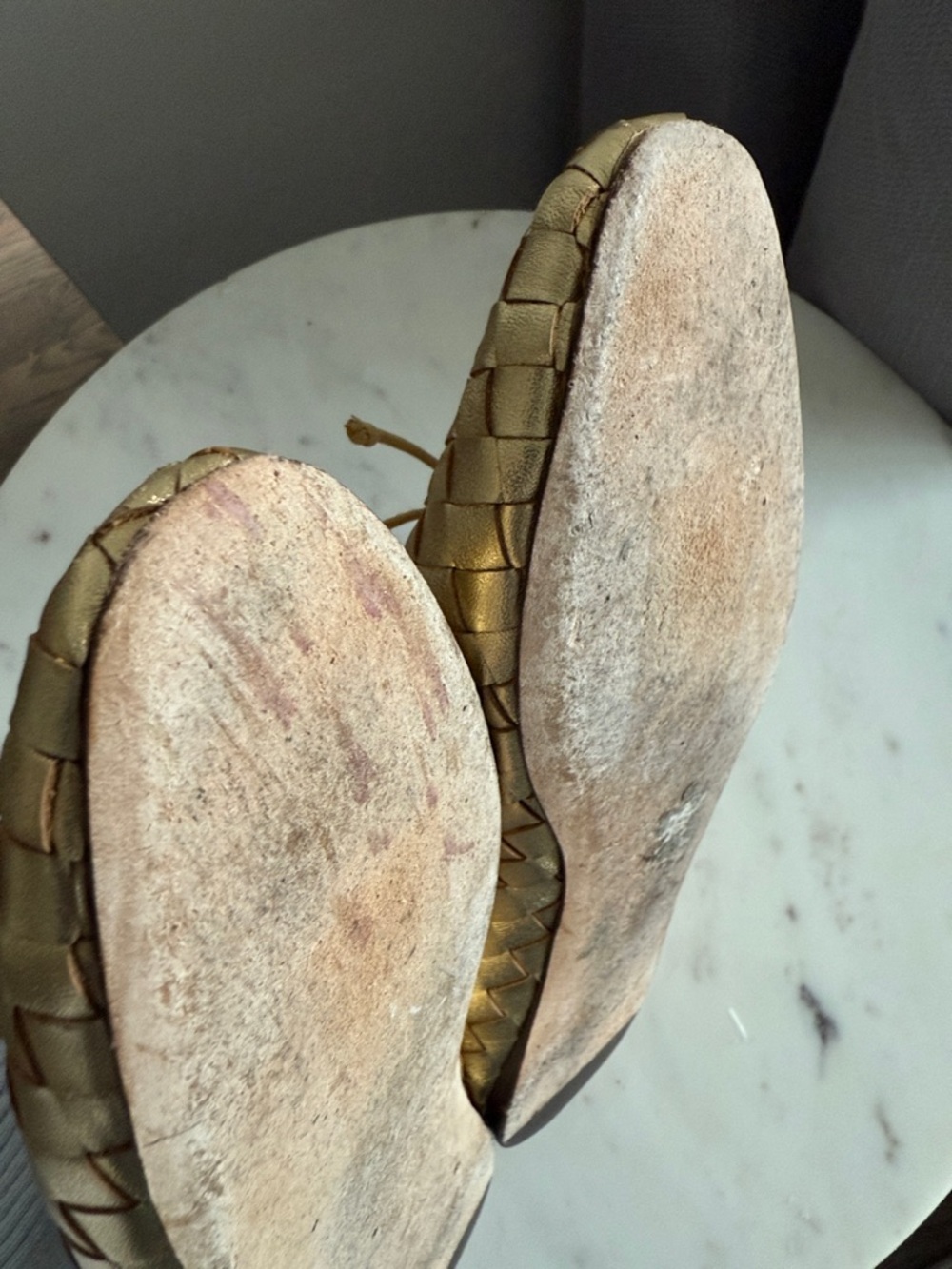 Loeffler Randall Leonie Gold Woven Ballet Flat Size 8.5 - Picture 9 of 11